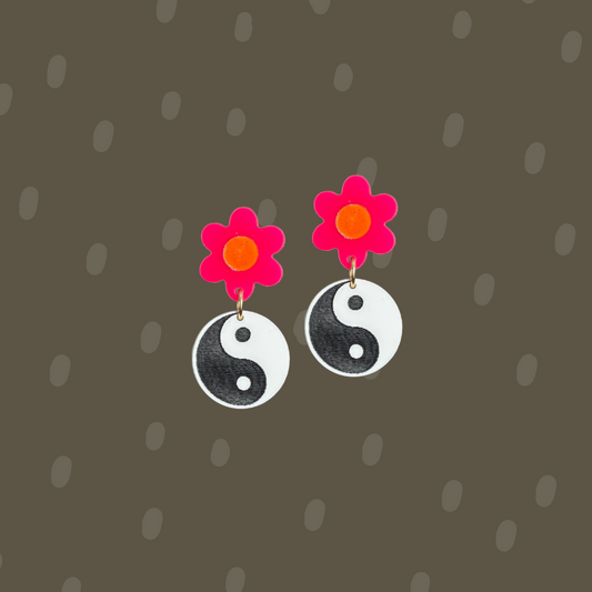 Floral Yin Yang - Acrylic Earring