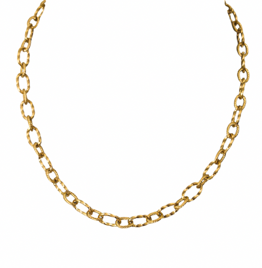 18K Gold Plated Hammered Necklace