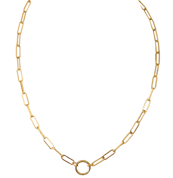 14K Heavy Gold Plated Paperclip Necklace (with O Ring)