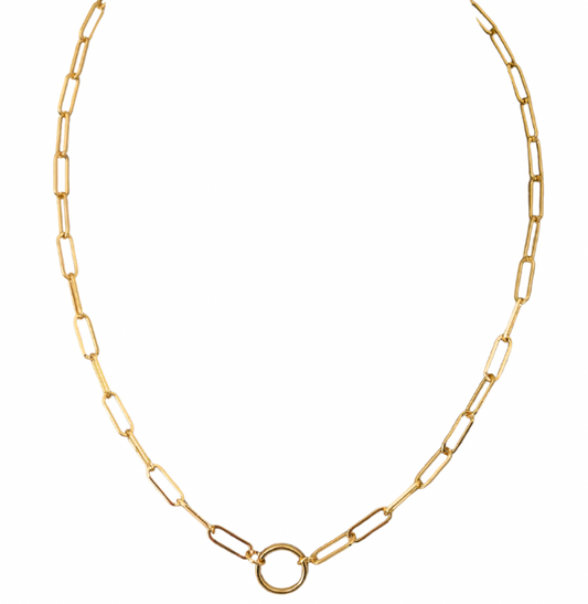 14K Heavy Gold Plated Paperclip Necklace (with O Ring)