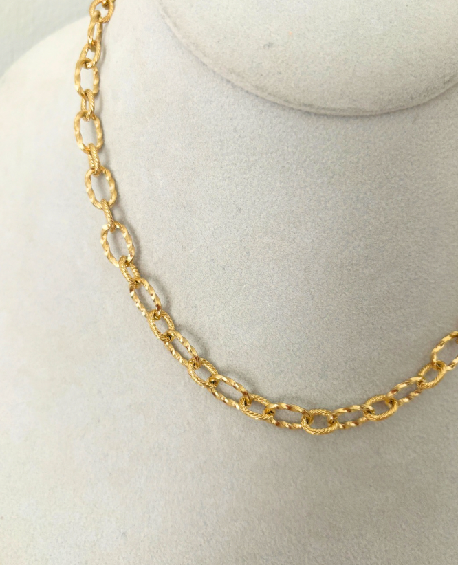 18K Gold Plated Hammered Necklace