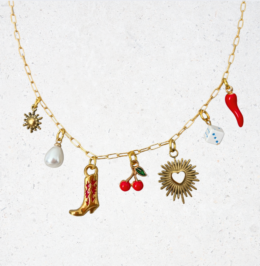 The Samantha - 18K Gold Plated Charm Necklace