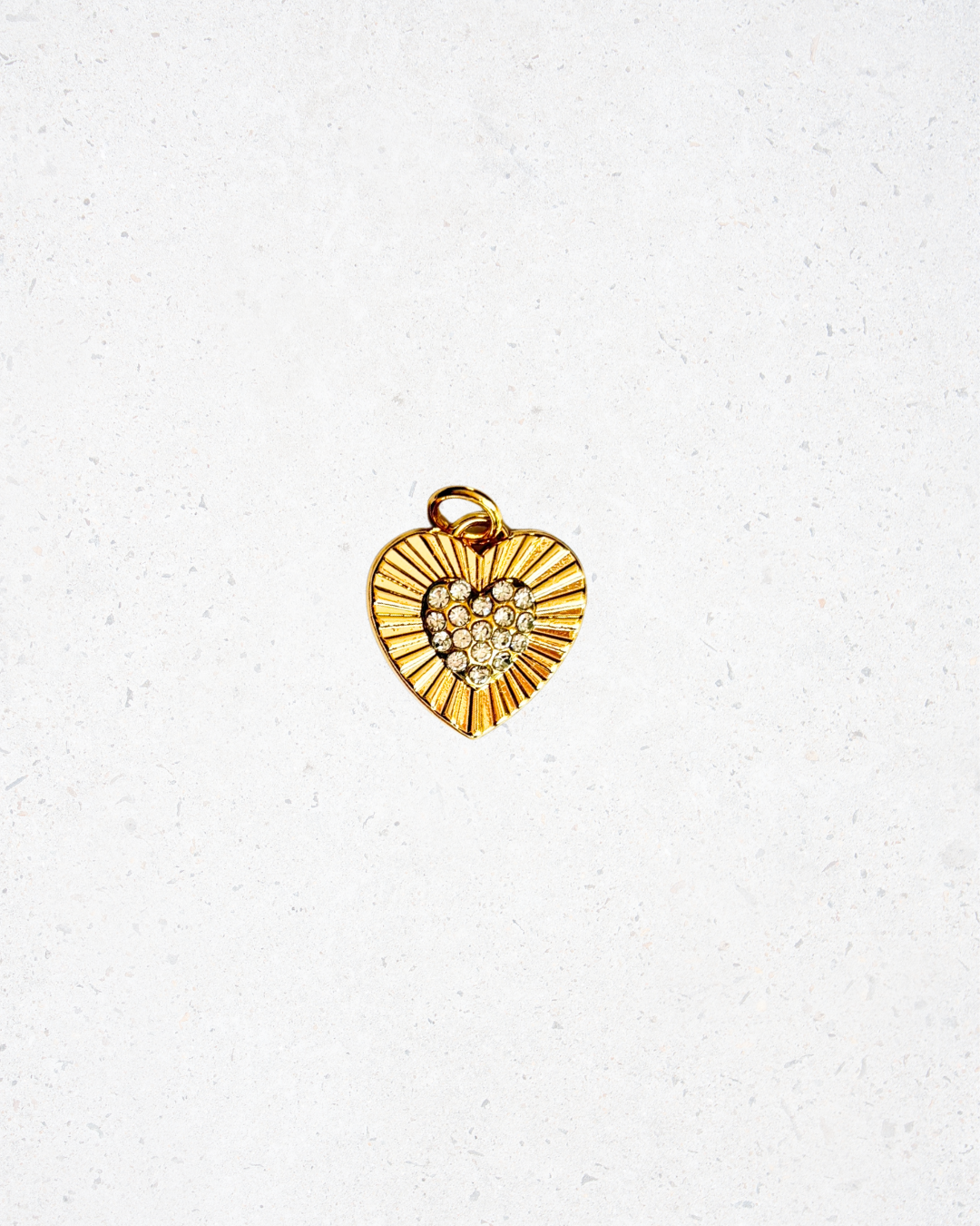 14K Gold Plated Heart Charm with Gemstones