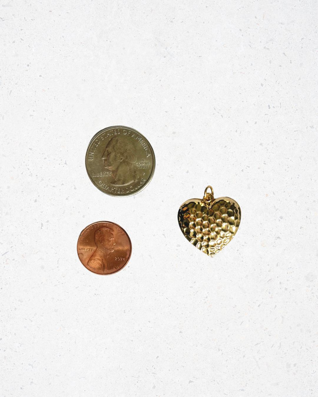 Brass Hammered Puffy Heart