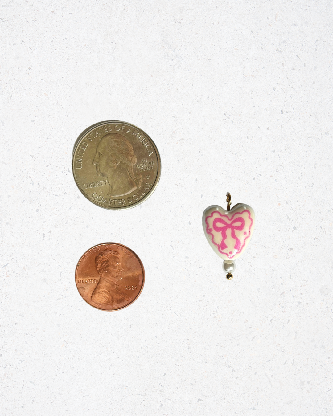 Pink + Ivory Bow Charm
