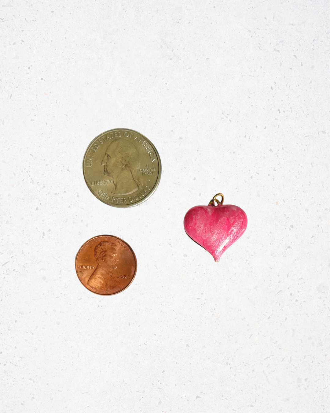 Shimmer Pink Enamel Puffy Heart