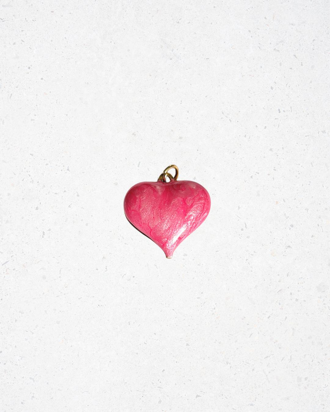 Shimmer Pink Enamel Puffy Heart