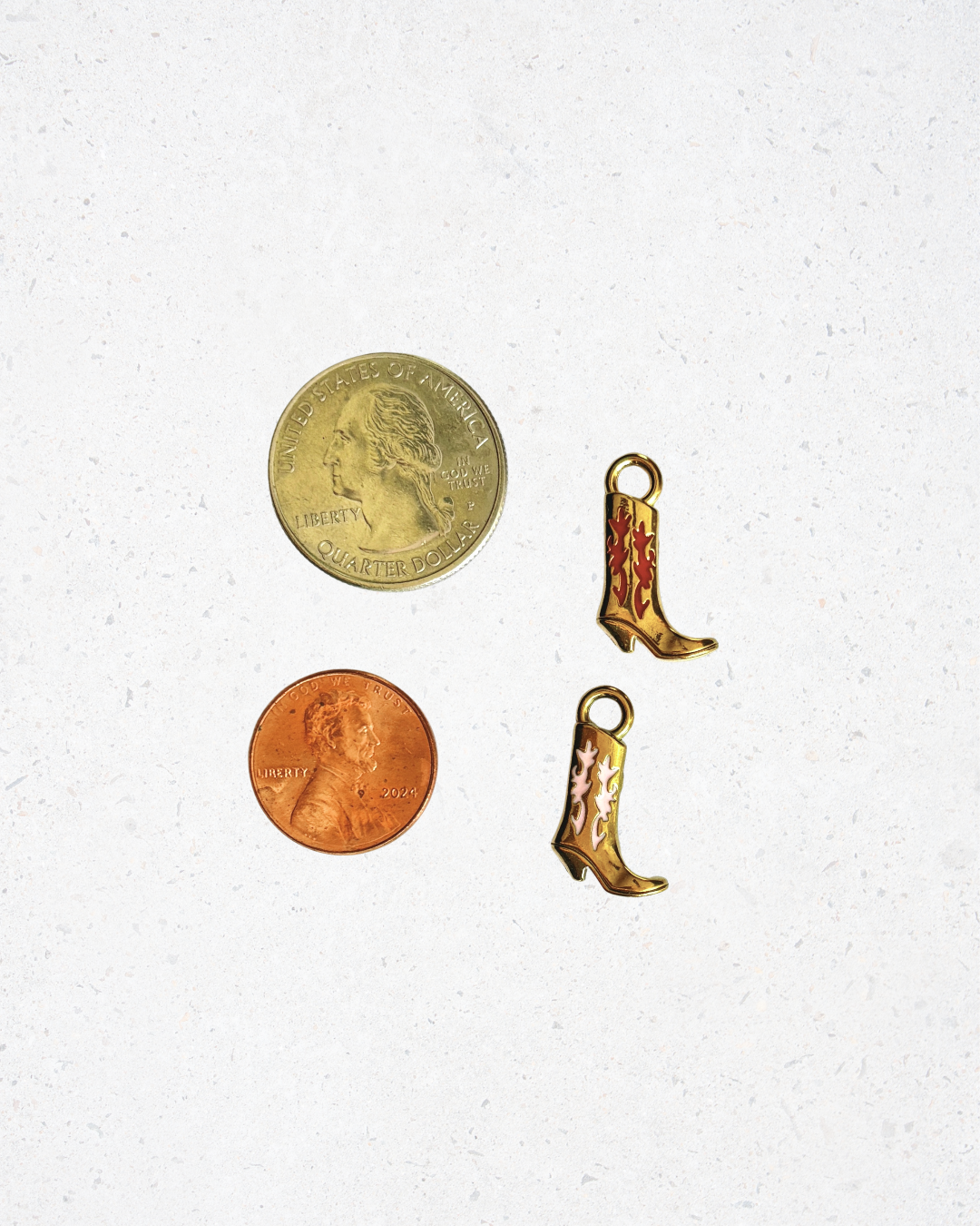 18K Gold Plated Stainless Steel Cowgirl Boot Charm