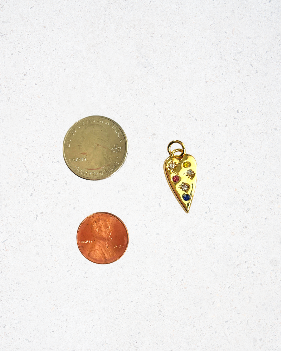 14K Gold Plated Slim Heart Charm