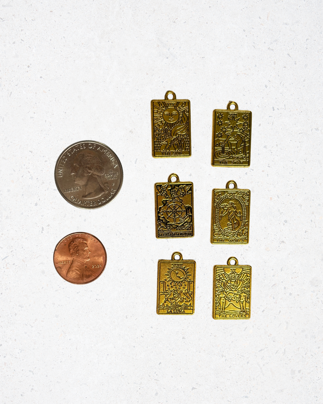 18K Gold Plated Stainless Steel Tarot Card Charm