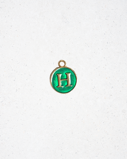 Shimmer Green Enamel Circle Letter