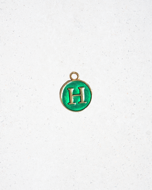 Shimmer Green Enamel Circle Letter