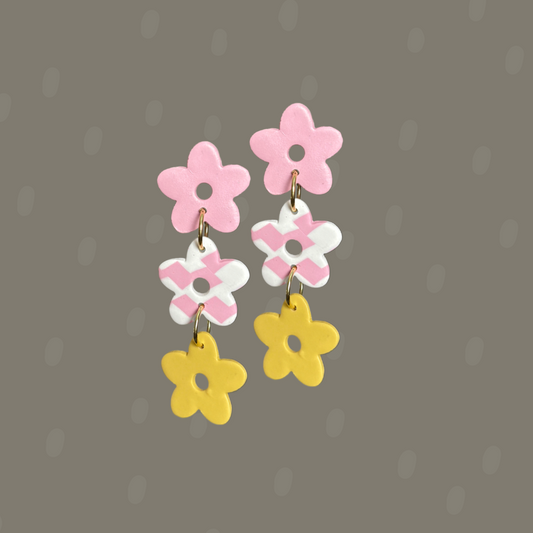 Three Tier Florals (Checkered) - Polymer Clay