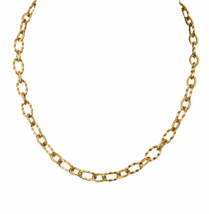 18K Gold Plated Hammered Necklace
