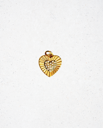 14K Gold Plated Heart Charm with Gemstones
