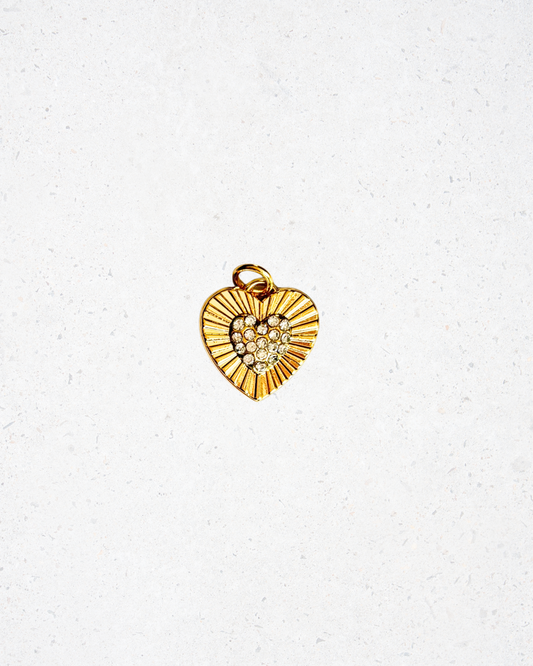 14K Gold Plated Heart Charm with Gemstones