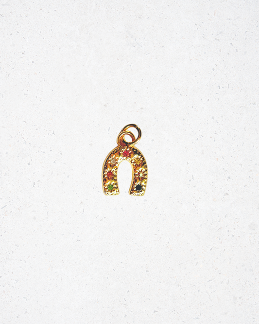 14K Gold Plated Gemstone Horseshoe Charm