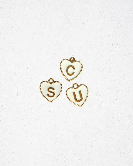 White Enamel Heart Letter