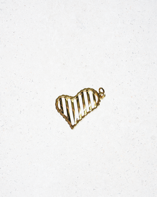 Gold Grate Heart Charm