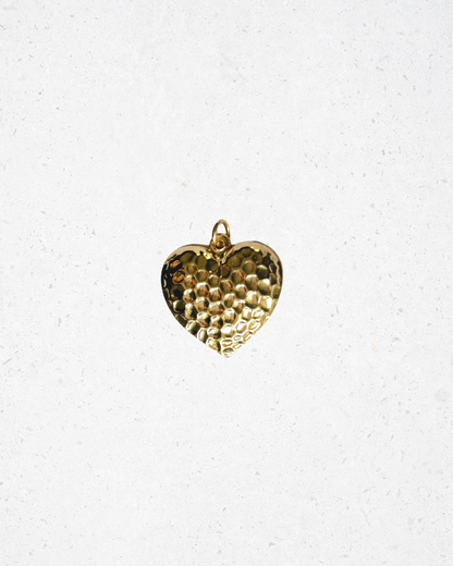 Brass Hammered Puffy Heart