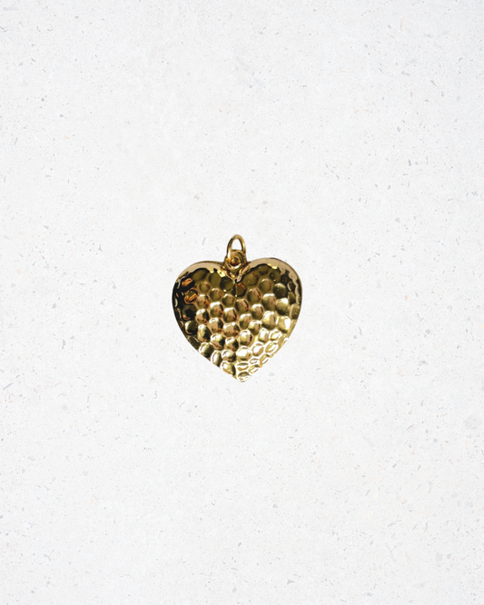 Brass Hammered Puffy Heart