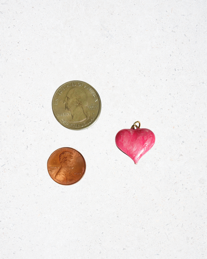 Shimmer Pink Enamel Puffy Heart