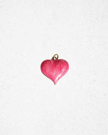Shimmer Pink Enamel Puffy Heart