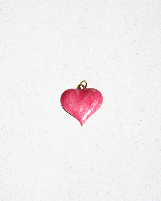 Shimmer Pink Enamel Puffy Heart
