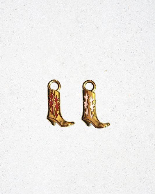 18K Gold Plated Stainless Steel Cowgirl Boot Charm