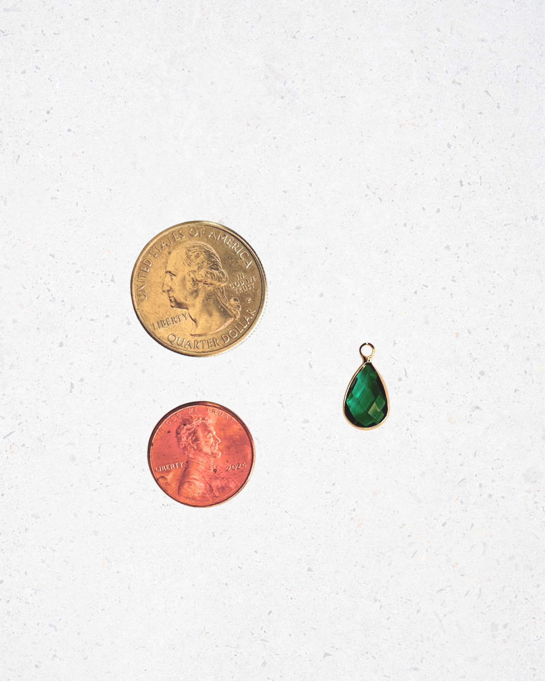Emerald Teardrop Charm